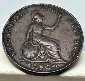 1853 Großbritannien Queen Victoria Half Penny (schöne Details!) - Bild 1 von 5
