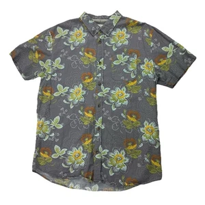 Jack Oneill Mens XL Gray Floral Hawaiian Button Down Short Sleeve Shirt - Picture 1 of 8