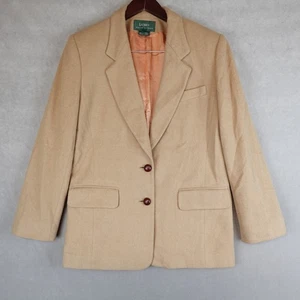Lauren Ralph Lauren Blazer Women Size 14 Brown Angora Rabbit Lambswool - Picture 1 of 11