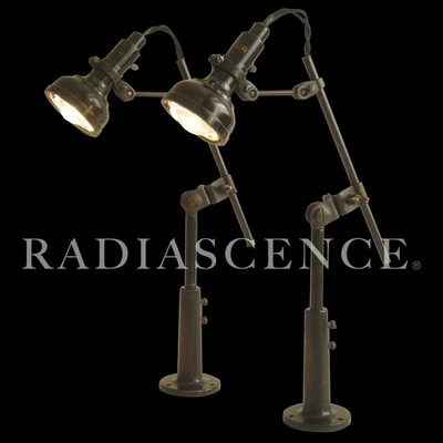 PAIR INDUSTRIAL SINGER SLF-2 SEWING MACHINE ARTICULATING TABLE LAMPS 1930's - Image 1 of 4