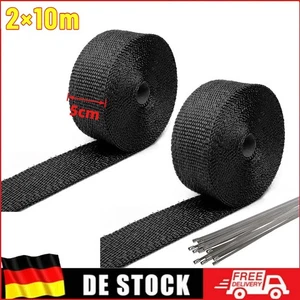 2x 10m Titan-Hitzeschutzband Auspuffband Bis 1400° Motorrad Hitzeschutz Krümmer - Bild 1 von 14