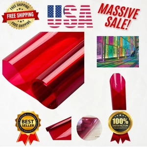 Colorido tinte autoadhesivo para ventana - rojo rosa, resistente a los rayos UV y al calor, 17,7”x78,7” - Imagen 1 de 9