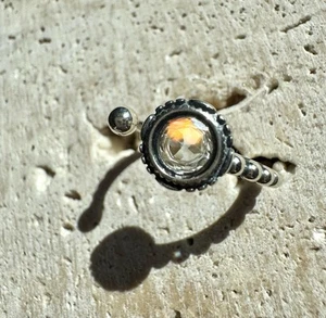 Very Rare Madagascar Rainbow Moonstone Ring 925 Silver 5mm Adjustable - Picture 1 of 7