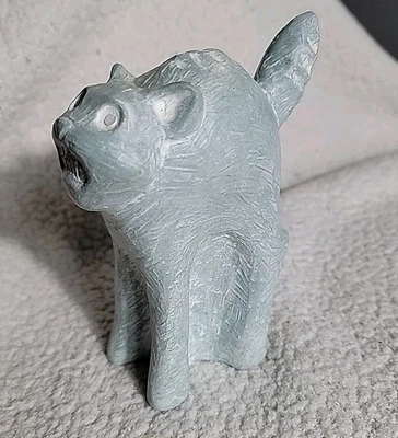 Isabel Bloom Halloween Scaredy Cat Concrete Sculpture Arched Back Fluffy Tail 06 - Image 1 of 4