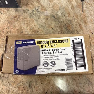 Hubbell Wiegmann Indoor Enclosure 8" x 8”x 4” Screw Cover Junction / Pull Box - Picture 1 of 2