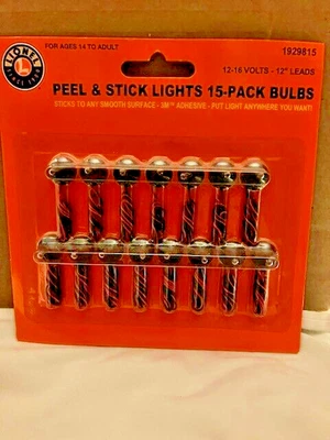 Lionel 1929815 Peel & Stick Lights 15-Pack Bulbs 2019 MIB New Sealed - Image 1 of 4