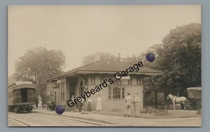 RPPC Railroad Train Station Depot SAUGUS MA Real Photo Postcard - Picture 1 of 2
