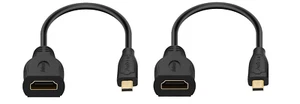 LOT OF 2 Micro HDMI to HDMI Adapter Cable for gopro Hero and Other Action Camera - Picture 1 of 8