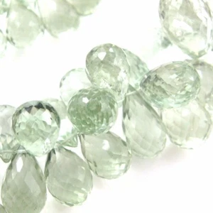 100% Genuine Semiprecious Green Amethyst Gemstone Drop Briolette- Nature Stone - Picture 1 of 3