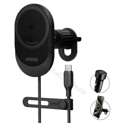 Anker MagGo 15W Qi 2 Fast Wireless Car Pad Charger Air Vent Mount with Adapter - Image 1 of 3