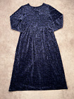 Robe vintage LL Bean femme 14 velours bleu houx baies lierre modestes vacances