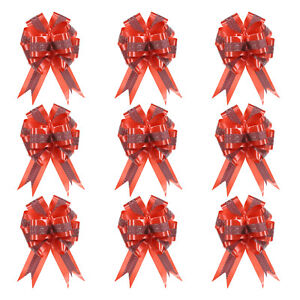 10Pcs 7" Pull Bows Gift Wrap Bows Baskets Present Wrapping Ribbon Bows Red
