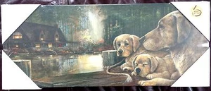 HD PRINT OIL PAINTING ON CANVAS ART DECORATION ROOM WALL, DOGS ON THE LAKE - Picture 1 of 6