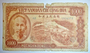 Viet Minh, 1951 Ho Chi Minh -1000 DONG 0 VC Bank Note, Vietnam French War, C.440 - Picture 1 of 4