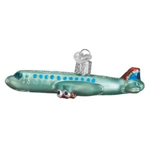 Old World Christmas PASSENGER PLANE (46065) Glass Ornament  w/OWC Box - Picture 1 of 4