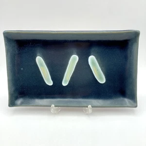 Piatto sushi rettangolare ceramica artistica vintage vassoio 10x6 astratto firmato 99 - Foto 1 di 10