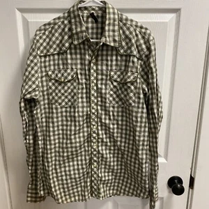 LN True Rock Mens Olive Green Check Pearl Snap Western L/S Shirt Sz Large (C2) - Picture 1 of 10