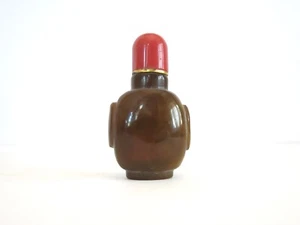 Antike chinesische Schnupftabakflasche mit Achat und Korallendeckel - Bild 1 von 8