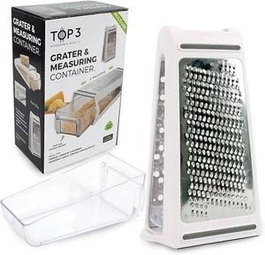 Cheese Grater with Container 2 Sided Stainless Steel Kitchen Vegetable Fruits - Picture 1 of 7