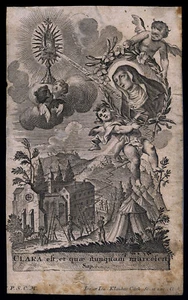 santino incisione 1700 S.CHIARA D'ASSISI.  klauber - Imagen 1 de 1