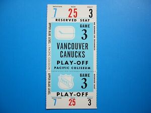 1974/75 VANCOUVER CANUCKS MONTREAL CANADIENS PLAYOFF HOCKEY TICKET FULL STUB S3