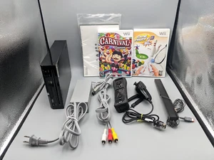 Nintendo Wii Black Console Bundle Lot System Set Game RVL-101 Motion Plus TESTED - Picture 1 of 20