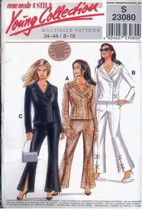Neue Mode Stil 23080 Jacket Pants Double Breast Split Bell Bottom Pattern Misses - Picture 1 of 2
