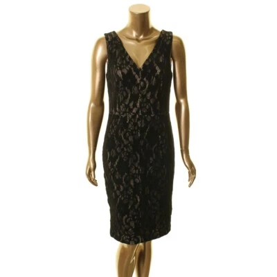 NUEVO RALPH LAUREN Vestido Vaina Para Mujer Terciopelo Encaje Cuello en V TEDO Foto 1 de 2