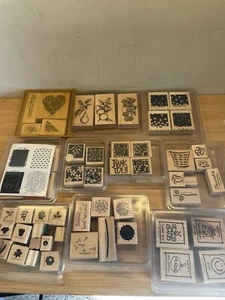 Lote mixto a granel de 50 estampillas de goma de madera estampada vintage surtidas - Imagen 1 de 6