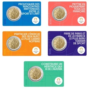 5 x Coincard 2 Euro Sondermünze Frankreich 2022"Olympische Spiele Paris 2024" - Picture 1 of 1