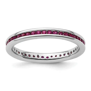 Silver Stackable Expressions Polished Created Ruby Ring QSK660 - Picture 1 of 5