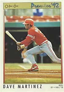 1992 OPC O-Pee-Chee Premier #75 Dave Martinez Cincinnati Reds Baseball Card - Picture 1 of 2