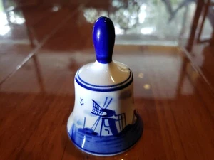 Handpainted Vintage Delft Blue Porcelain Windmill Bell - Picture 1 of 5