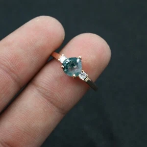 Natural Moss Agate Ring, Statement Ring, Engagement Ring, Gift for Her - Picture 1 of 4