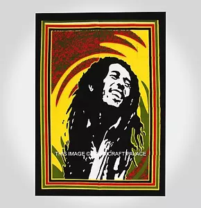Smilling Face Bob Marley Wall Hanging Cotton Textile Poster/Flag Tapestry Mat - Picture 1 of 2
