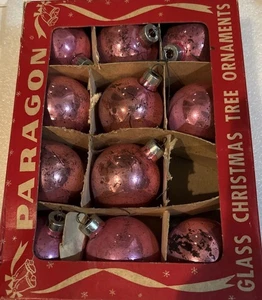 Vintage Box (11) Paragon ROSA Glas Christbaumschmuck mit Box - Bild 1 von 8