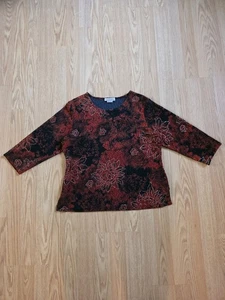 Top Vintage Notion Y2K Negro y Rojo - Detalles Florales - Talla Grande - Imagen 1 de 5