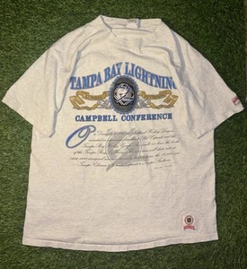 1992 Tampa Bay Lightning Nutmeg Tshirt Gray Vintage Size XL Single Stitch - Picture 1 of 6