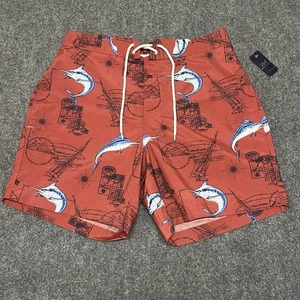 Brooks Brothers costume da bagno uomo pantaloncino grande foderato in rete pesce spada nautico rosso - Foto 1 di 15