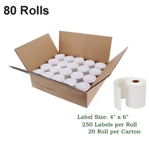 80 Rolls 4x6 Direct Thermal Shipping Labels For Zebra 2844 - 250 Per Roll - Bild 1 von 4