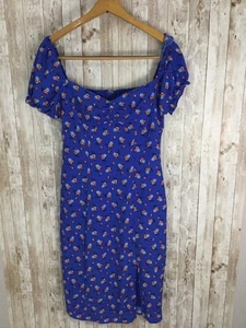 City Triangles Babydoll Floral Mini Dress Sz M Retro 90s Y2K Lined Milkmaid Blue - Picture 1 of 5