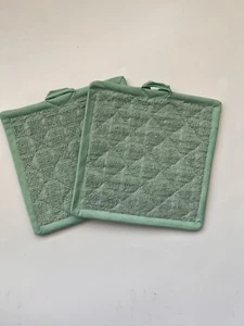 Oxford Terry Cloth Pot Holder Mint Green -Lot Of 12 -100% Cotton - Picture 1 of 5