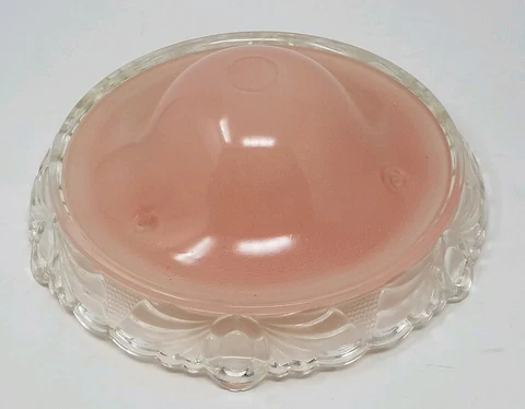 Art Deco Pink Glass 3 Hole Chain Ceiling Light Lamp Shade - Wreath Drape Cover