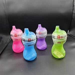 LOT OF 4 Munchkin Mighty Grip 10 oz Spill Leak Proof Sippy Cups BPA Free 9 Mo+