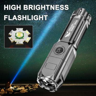 Telescopic Zoom Tactical Flashlights Rechargeable LED Torch LongRange Flash E8P2 - Bild 1 von 4