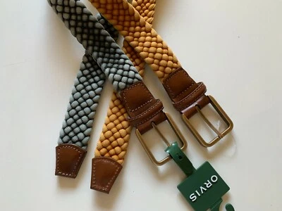Cinturón tejido envejecido Orvis 36 para hombre - Hecho en EE. UU. - Gris mostaza - ¡Elige el tuyo! Foto 1 de 4