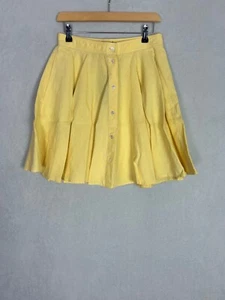 Polo Ralph Lauren, gelber ausgestellter Leinenrock mit Knopfleiste für Damen, Größe UK 10 - neu - Bild 1 von 8