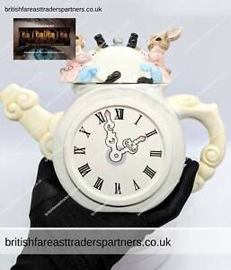 NOVELTY Bunny Clock Face Whimsical Alice in Wonderland Decorative Teapot