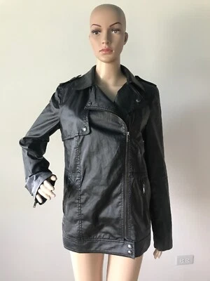 Banana Republic Water Resistant Black Linen Motorcycle Jacket Rain Coat Zipper S - Image 1 of 4