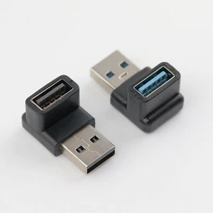 (2er Set) Drehen USB 3.0 rechter Winkel abgewinkelter Stecker auf Buchse Stecker Adapter - Bild 1 von 3